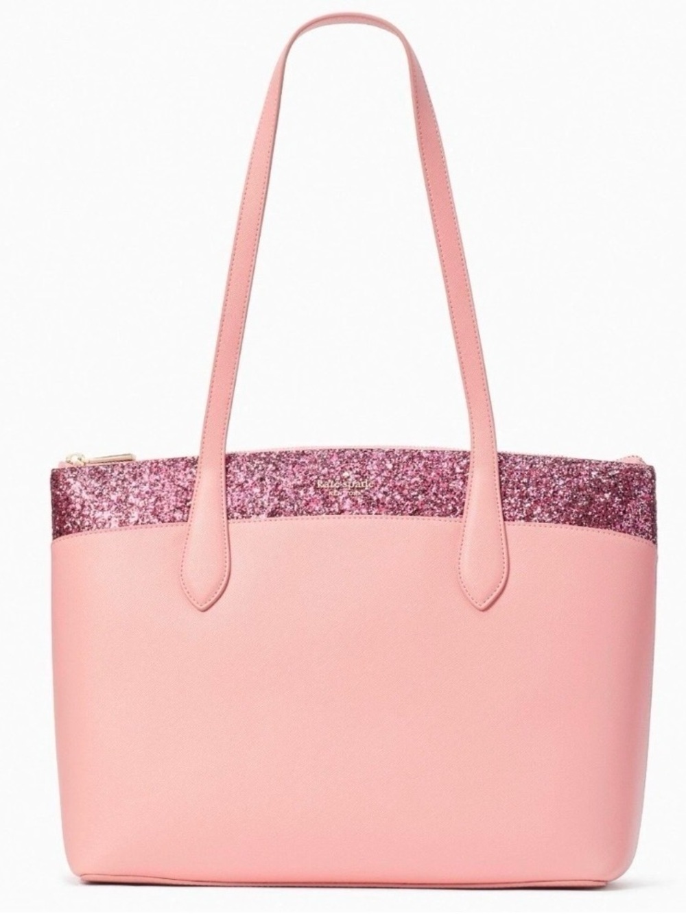 Kate Spade New York Flash Glitter Light Pink Tote Bag Saffiano K8706 NWOT